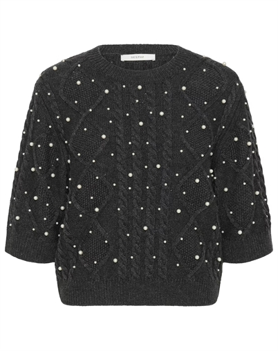 Gestuz - GZTaiba Deco Pullover - Dark Grey Melange